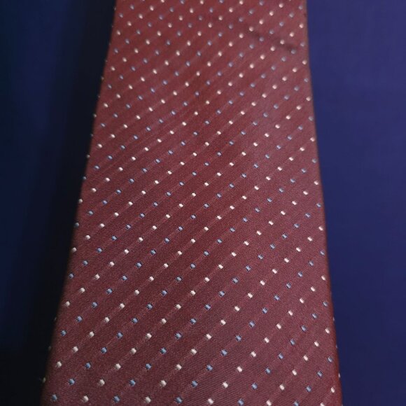 Dolce & Gabbana Burgundy Silk Polka Dot Tie Made In Italy leopard print lining - Picture 4 of 6